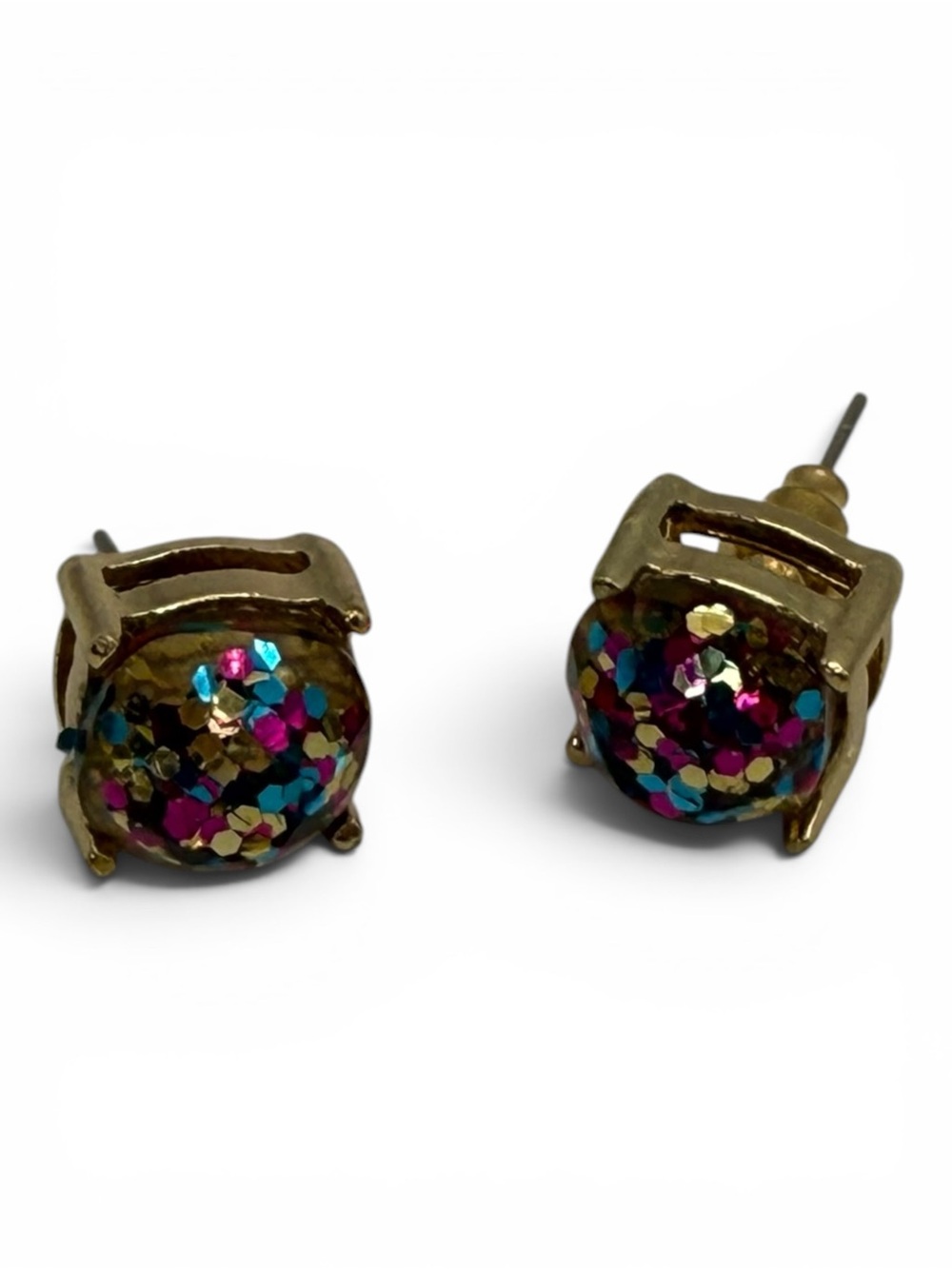 Multicolor Glitter Stud Earrings Never Worn